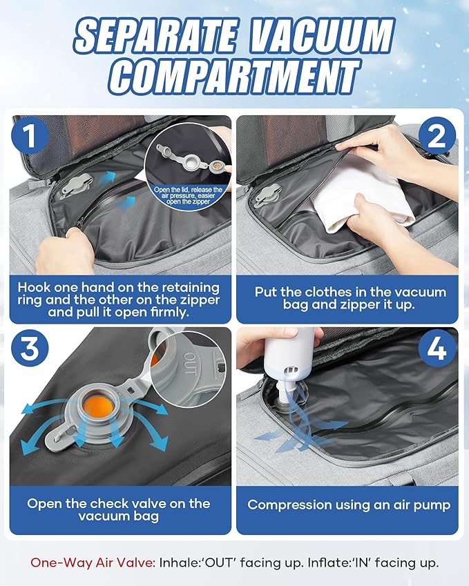 Ski Boot Bag Backpack for Helmet, 70L Waterproof Vacuum Backpack Travel - Image 3