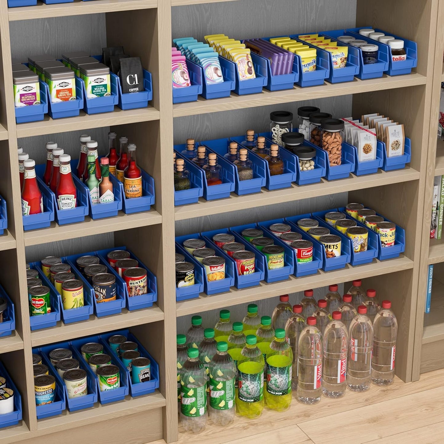 Akro-Mils 30120 Plastic Shelf Bins, Heavy Duty Storage Bins for Garage, Closet, and Drawer Organization, 12-Inch x 4-Inch x 4-Inch, Yellow, 24-Pack