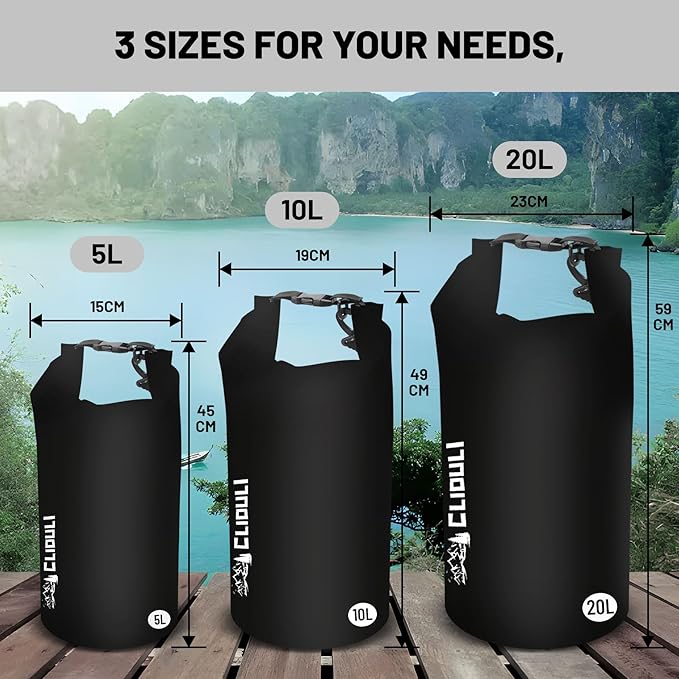 Waterproof Dry Bag, Roll Top Black Large Waterproof Backpack - Image 6