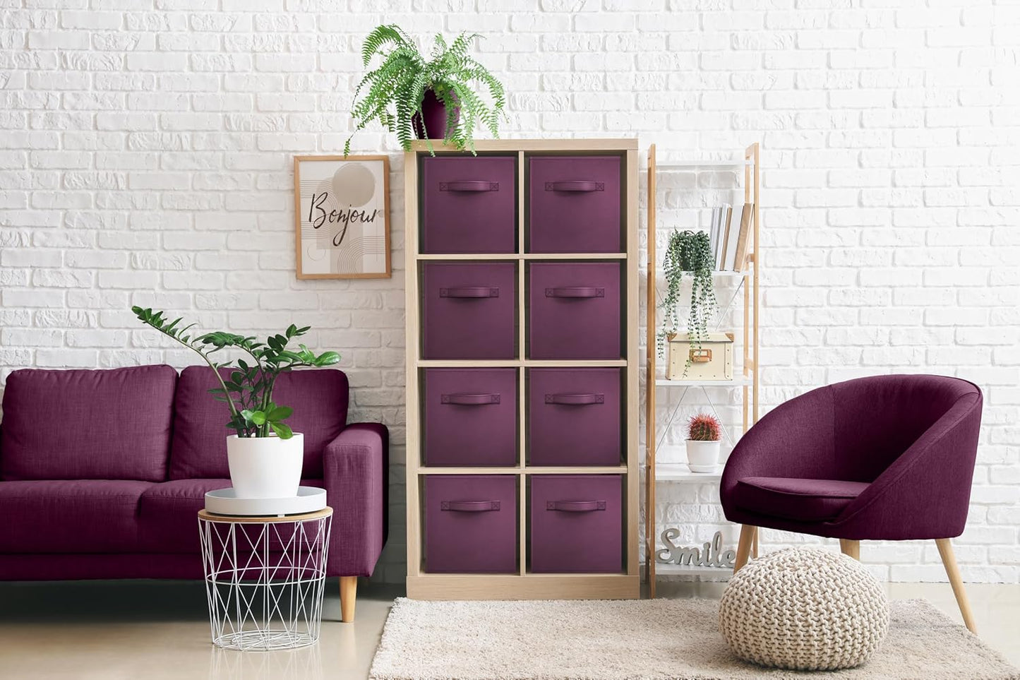 Sorbus Fabric Storage Cubes - 8 Foldable Storage Bins for Organizing Pantry, Cubbies, Toy Box - Clothes Storage & Closet Organizer - 11 Inch Collapsible Cube Baskets for Shelves with Handle