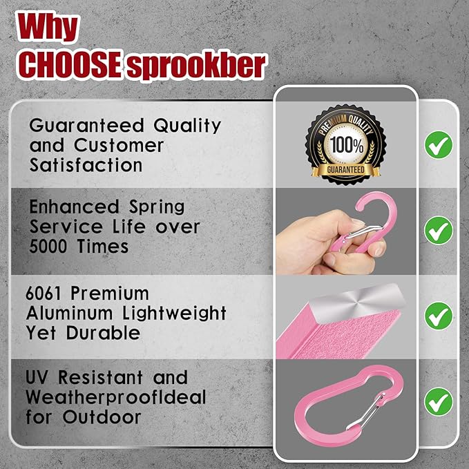 sprookber 2" Small Carabiner Clip, D Ring Caribeener, Spring Snap Hook - Image 6