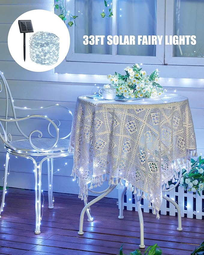 Minetom Solar String Lights for Outside, 33Ft 100 LED Outdoor Solar Fairy Lights - Image 7
