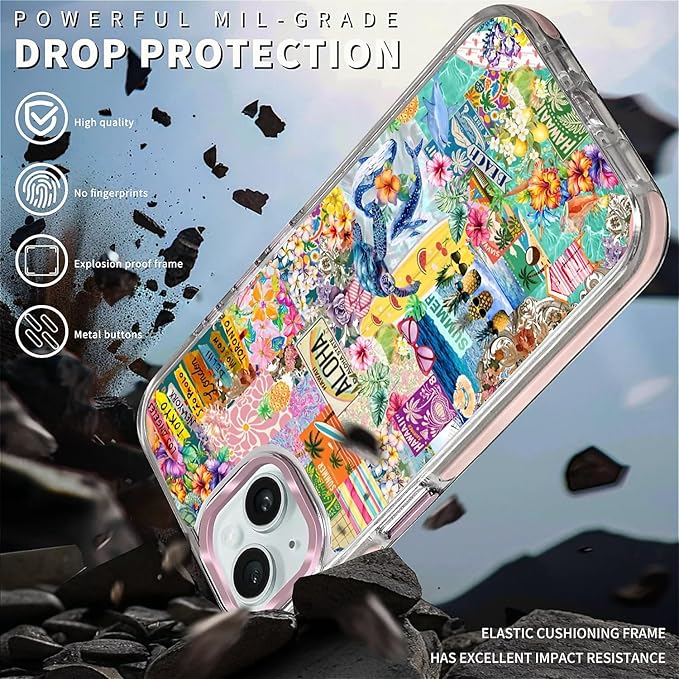 Case for iPhone 13/14, Hawaii Aloha Cover Coastal Beach Collage Phone Case - Image 5