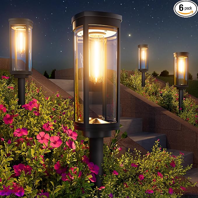 BITPOTT Bright Solar Lights Outdoor 6 Pack, Solar Pathway Lights Waterproof IP65 by BITPOTT
