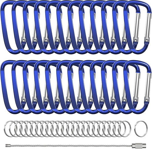 2.4" 24pcs Small Carabiner Clip Keychain, Aluminum D Ring Shape Clips by XIECHANEE