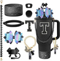 9PCS Black for Stanley Cup Accessories Set Bling Initials Bow Charms for by Unknown