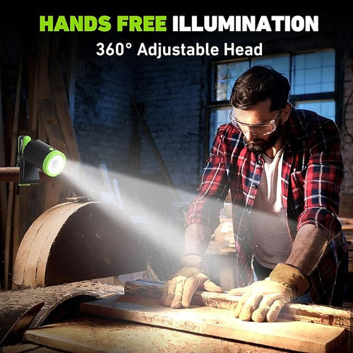 2-Pack Rechargeable LED Work Lights, 360-Degree Adjustable Spotlights - Image 2