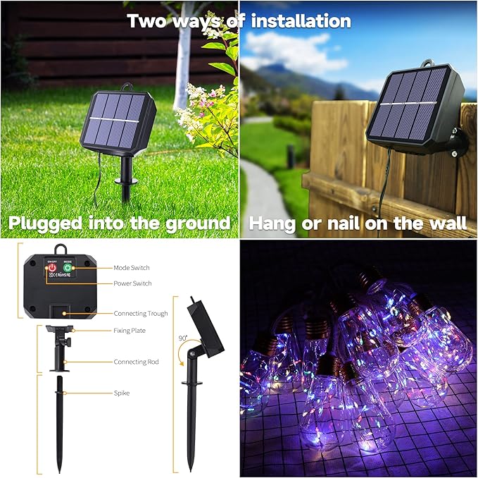 Solar Outdoor String Lights, 20Ft Vintage Rope Hemp Solar Patio Lights - Image 6