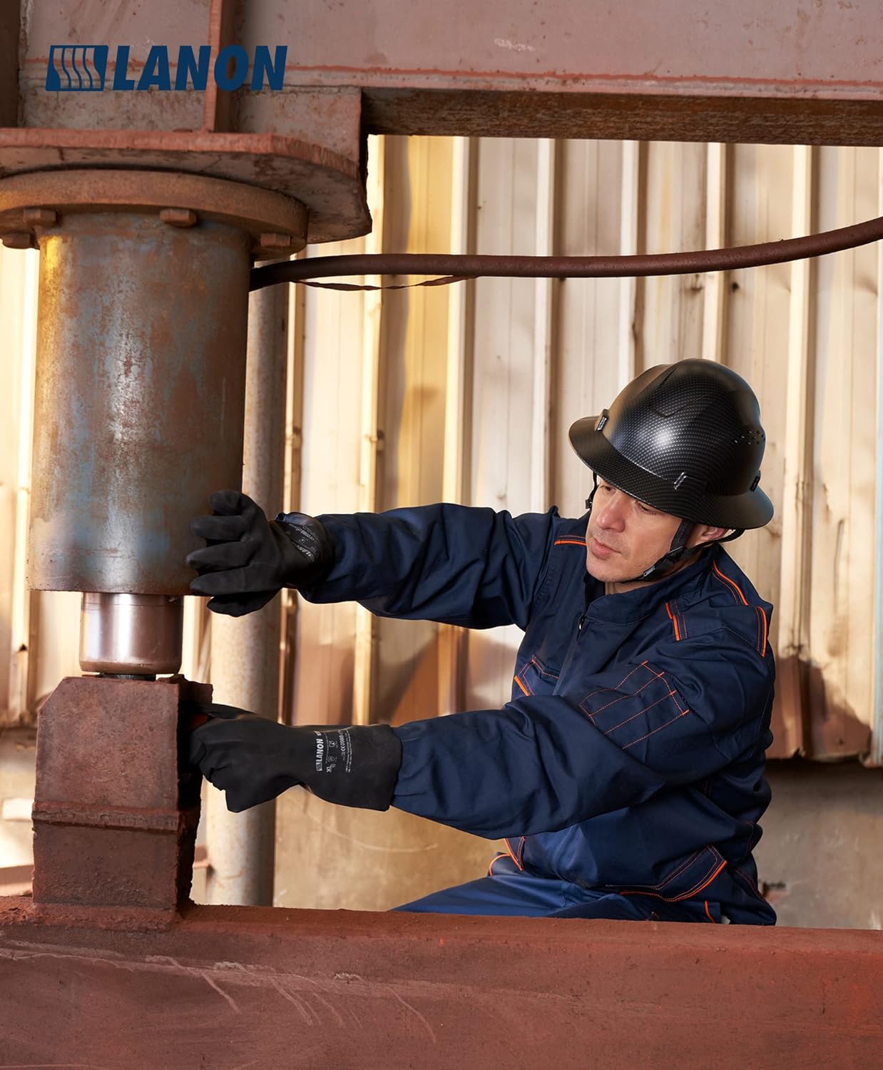 LANON Rubber Chemical Resistant Gloves, Reusable Heavy-duty Safety Work Gloves, Acid & Alkali Protection, Non-Slip, XX Large