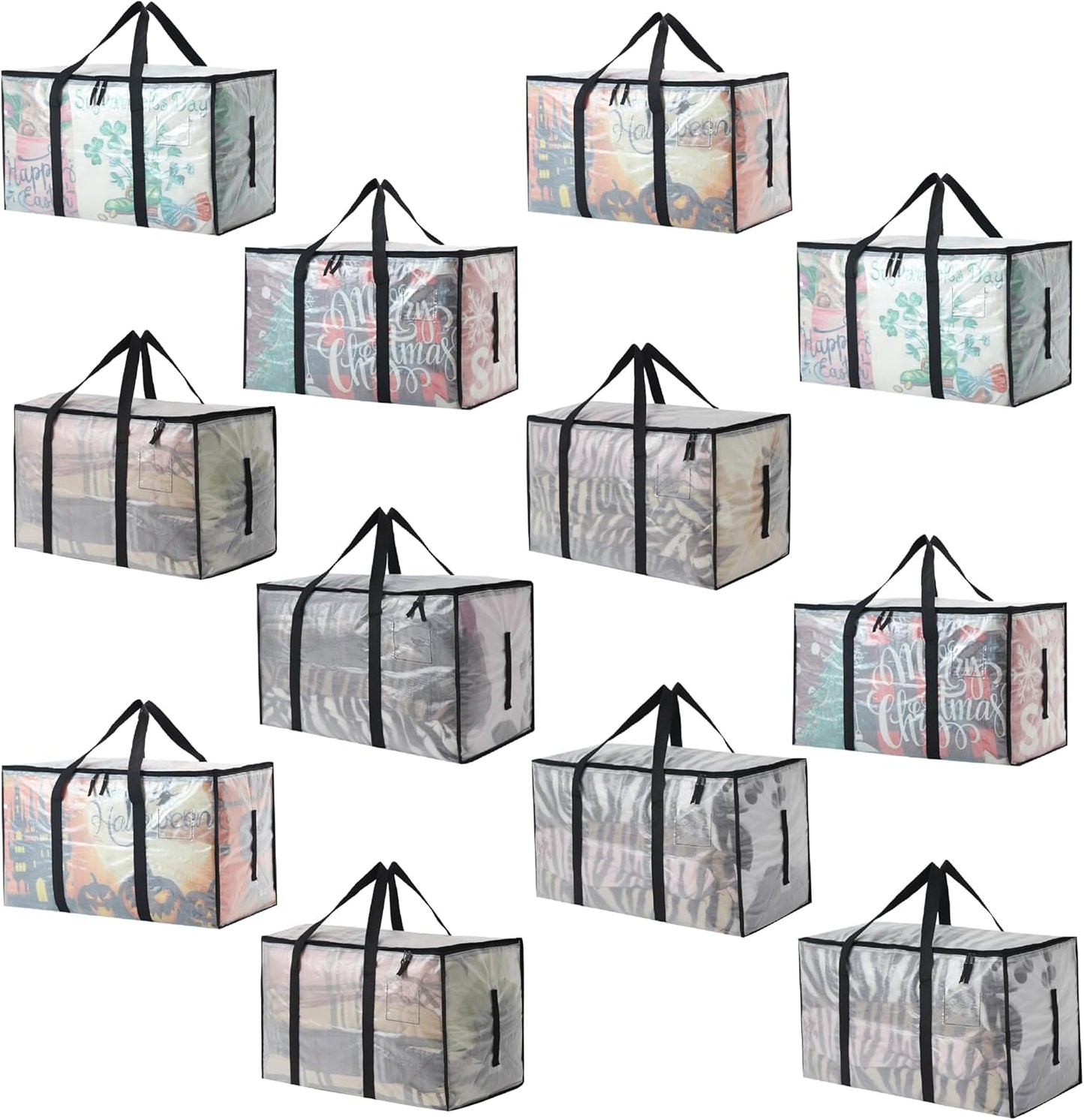 Heavy Duty 93L (24.5 Gallon) Stackable Storage Bins with Fully Openable Lids, Moving Bags Heavy Duty, Clear Plastic Totes for Moving Storage, Home Organization, Closet, Dorm Room. 12 pack