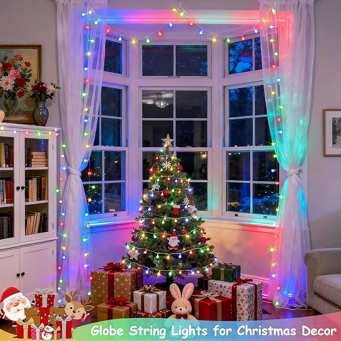 JMEXSUSS 100 LED Christmas Lights Indoor Plug in, 33ft 8 Mode Globe String - Image 2
