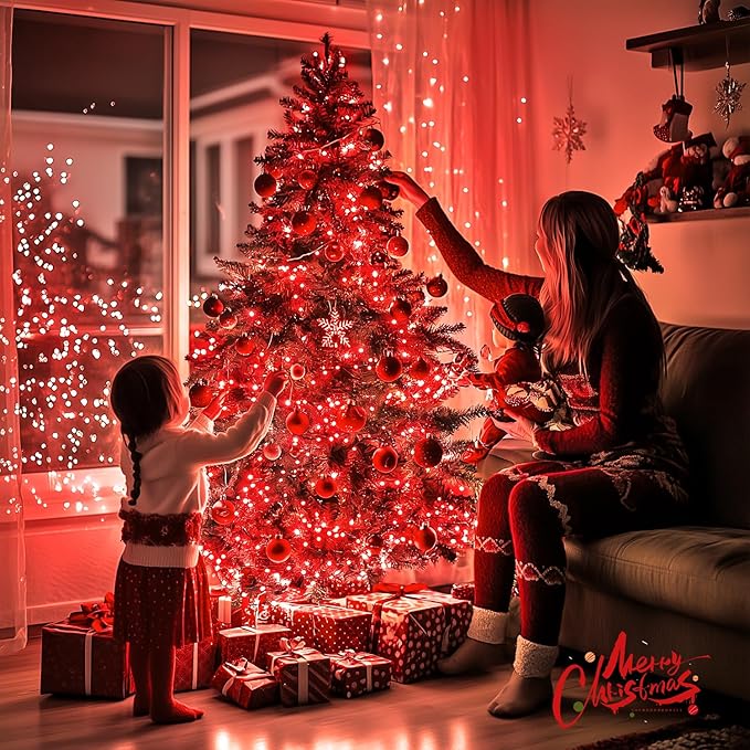 JMEXSUSS 400 LED Red Christmas Lights Indoor Outdoor, 132ft String Lights Plug - Image 4