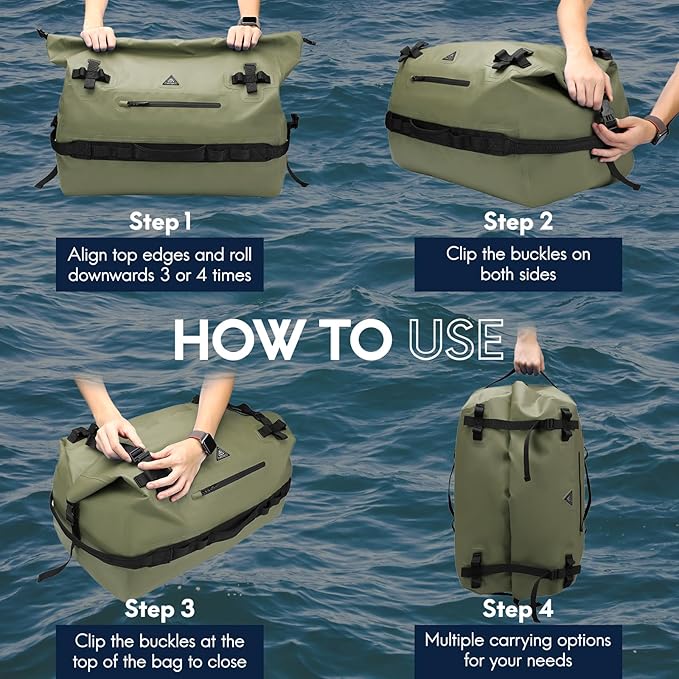 Haimont Large Waterproof Duffel Backpack Roll-Top Heavy Duty Dry Duffle Bag - Image 6