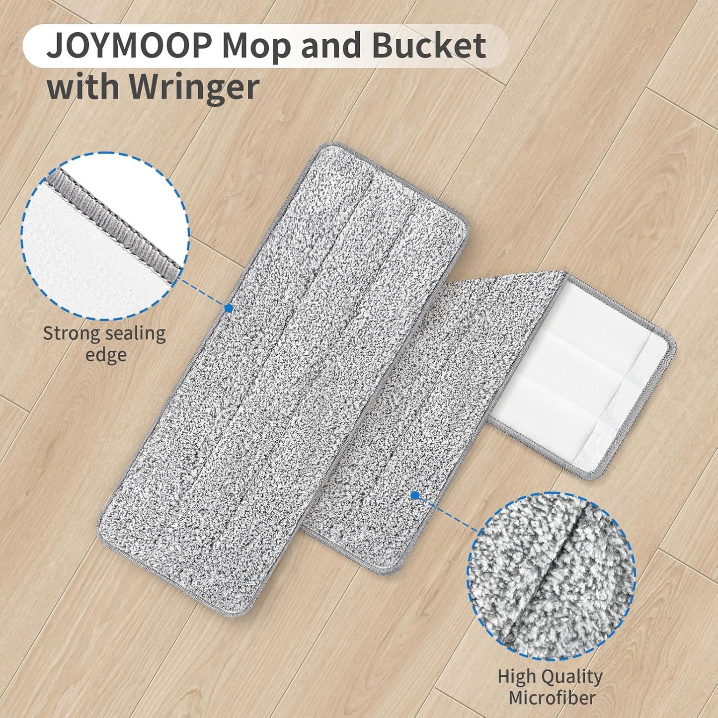 10Pcs Joymoop Mop Replacement Pads, 13 * 4.9'' Universal Mop Pads Mop Head Refills Washable Wet Mop, Compatible with Most 11-13” Size Mops，