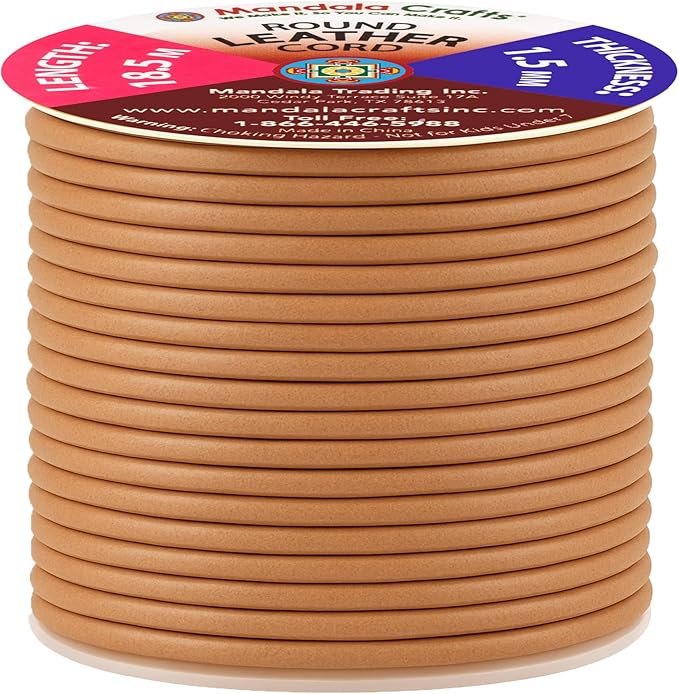Mandala Crafts Round Genuine Camel Leather Cord - Image 2