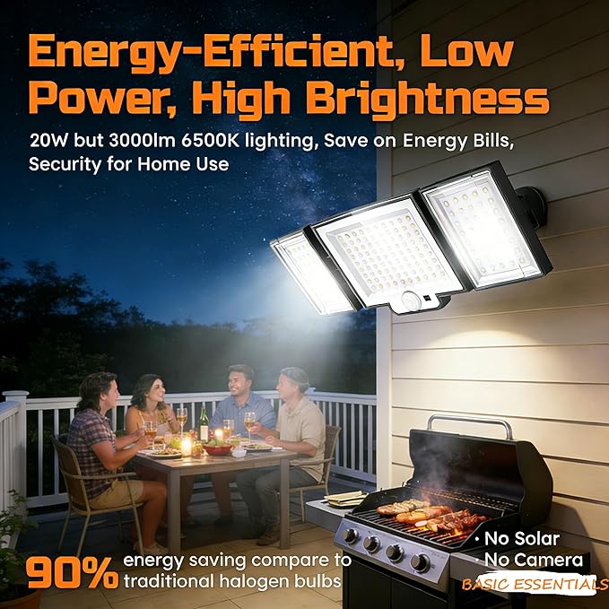 CLAONER LED Security Lights Motion Sensor Outdoor, 20W 3000LM Floodlight 6500K - Image 2