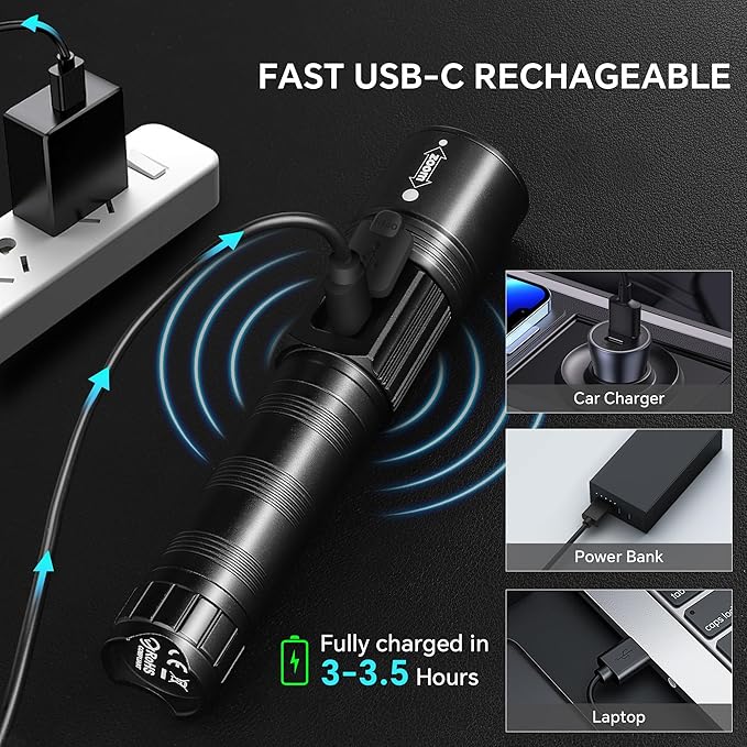 3Pack Rechargeable Flashlights 10000 High Lumens, Super Bright Flashlight - Image 6
