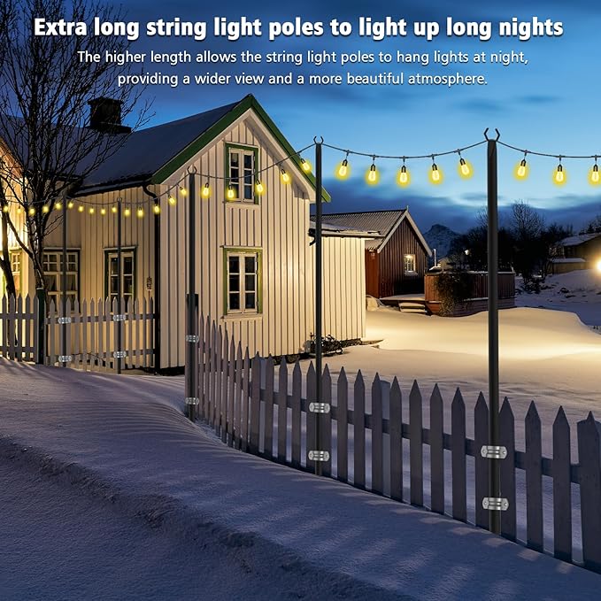 NUERPO 6 Pack String Light Poles, Metal Poles - Image 4