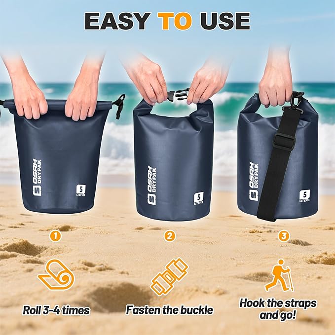Waterproof Dry Bag, 5L/10L/20L/30L/40L Roll Top Lightweight Storage Backpack - Image 6