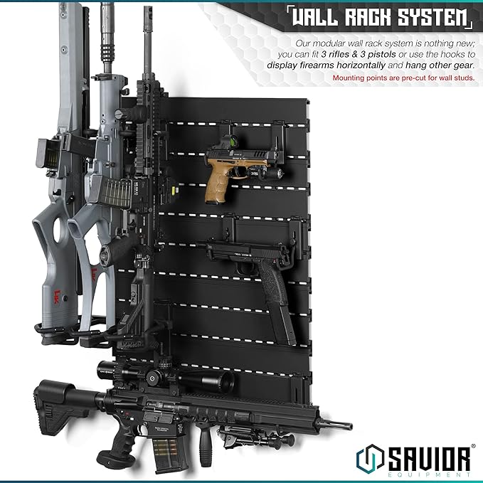 Savior Equipment Wall Rack System Heavy-Duty Steel Tactical Rifle Carbine - Image 2