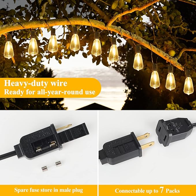 Brightever Outdoor String Lights 200FT Waterproof, Patio String Lights - Image 6