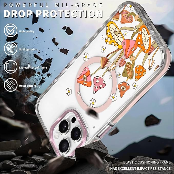 Case for iPhone 15 Pro Max, Retro Mushroom Sunflower Phone Case Design，for - Image 5