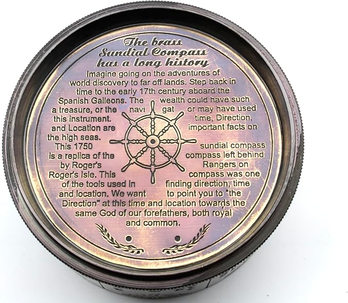 Vintage Brass Sundial Compass - Image 7