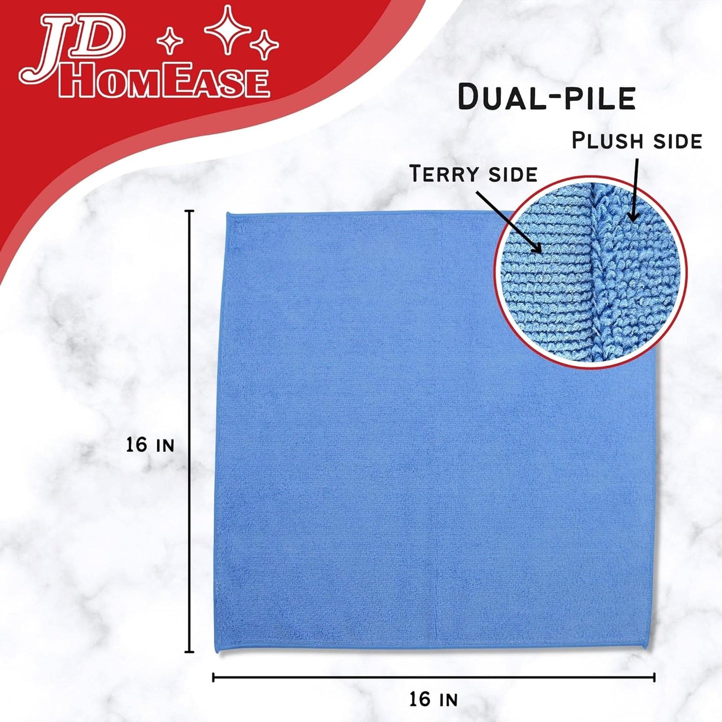 Microfiber Cleaning Cloths, 240 Pack, 16"x16", All-Purpose, Softer, Highly Absorbent, Lint-Free, Reusable, Washable Pro Towels, Blue, for House, Kitchen, Bathroom, Car, Office