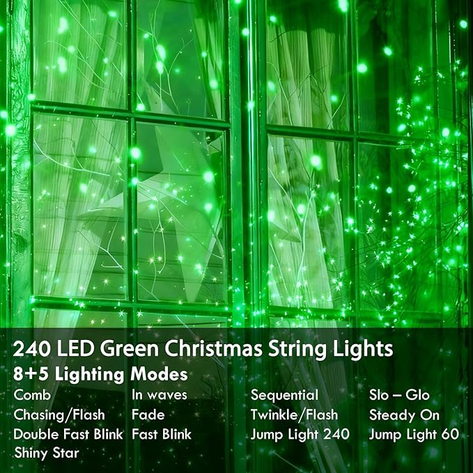 88FT 240LED Extra-Long Connectable String Lights Indoor Outdoor Clear Wire - Image 3