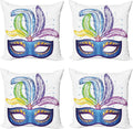 Ambesonne Mardi Gras Throw Pillow Cushion Case Pack of 4, Modern Accent by Ambesonne