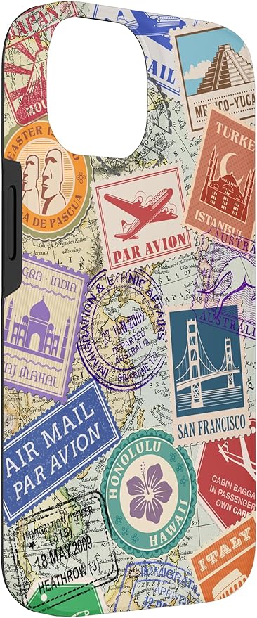 World Map Travel Passport Stamps Postage Stamp Case - Image 3