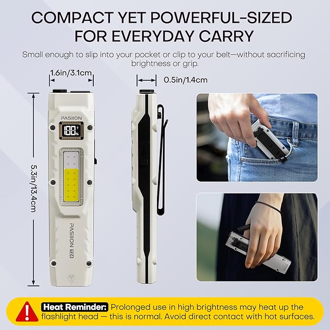EDC Tactical Flashlight, Flat Flashlights Rechargeable, Dual-Switches LED Small - Image 8
