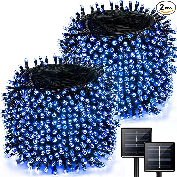 2 Pack 480 LED Solar Chrismas Lights Outdoor, 170 FT Super Long Solar String by Albelt