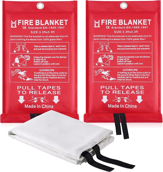 Fire Blanket for Home Emergency Survival – Fiberglass Suspend Fire Flames by Ajiaguo
