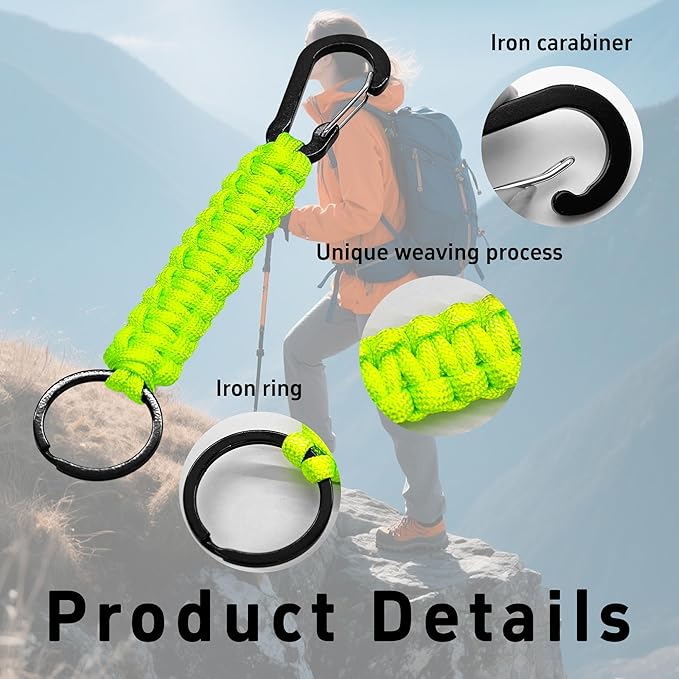 3PCS Paracord Keychain with Carabiner Clip, Braided Rope Key Chain Lanyard - Image 4