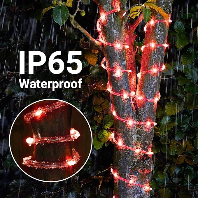 Solar Rope Lights, 33ft 100LED Solar String Lights, 8 Modes Waterproof Solar - Image 5