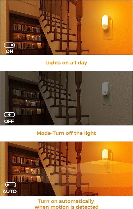L LOHAS LED Amber Night Light, 4 Pack, Night Lights Plug into Wall Motion Sensor - Image 3