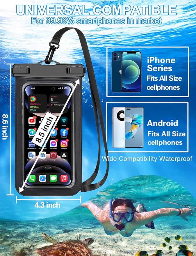6 Pack Multicolor Waterproof Phone Pouch, Large Phone Waterproof Case Dry Bag - Image 3
