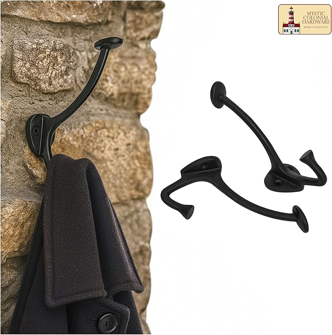 Mystic Colonial Medieval Cast Iron Wall Hooks Pack of 10 Heavy Duty Dual Hooks - Image 8