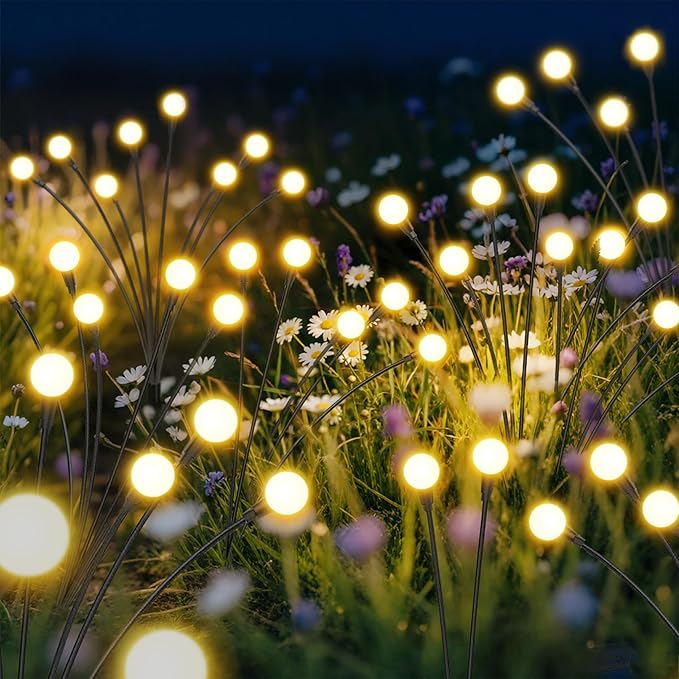 Solar Lights Outdoor-8Pack 64LEDs Solar Garden Firefly Lights Outside, Solar - Image 2