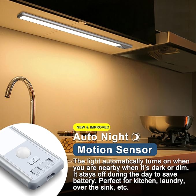 Reoshine Under Cabinet Lighting, 40 LED Motion Sensor Light Indoor Rechargeable - Image 2