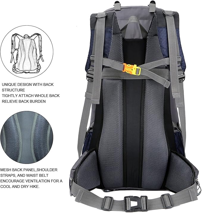 Bseash 60L Waterproof Hiking Camping Backpack - Image 6