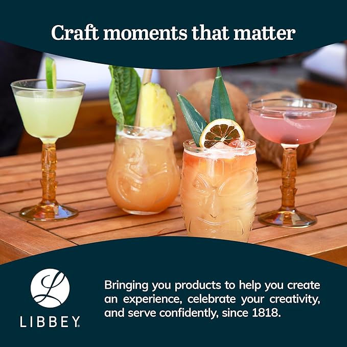 Libbey Zombie Clear Glass Tumbler Set, Vintage-Style Tiki Drinking Glasses Set - Image 6