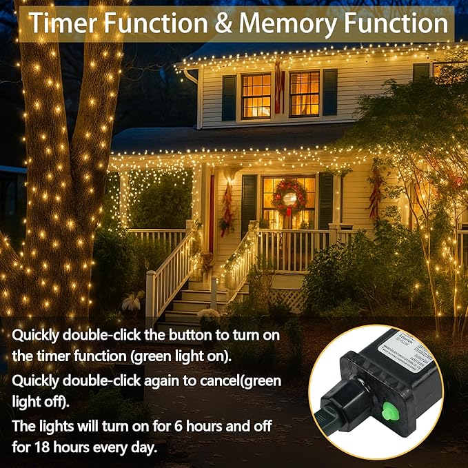 Extra-Long 300LED Christmas Lights Outdoor Indoor, Upgraded Warm White String - Image 4