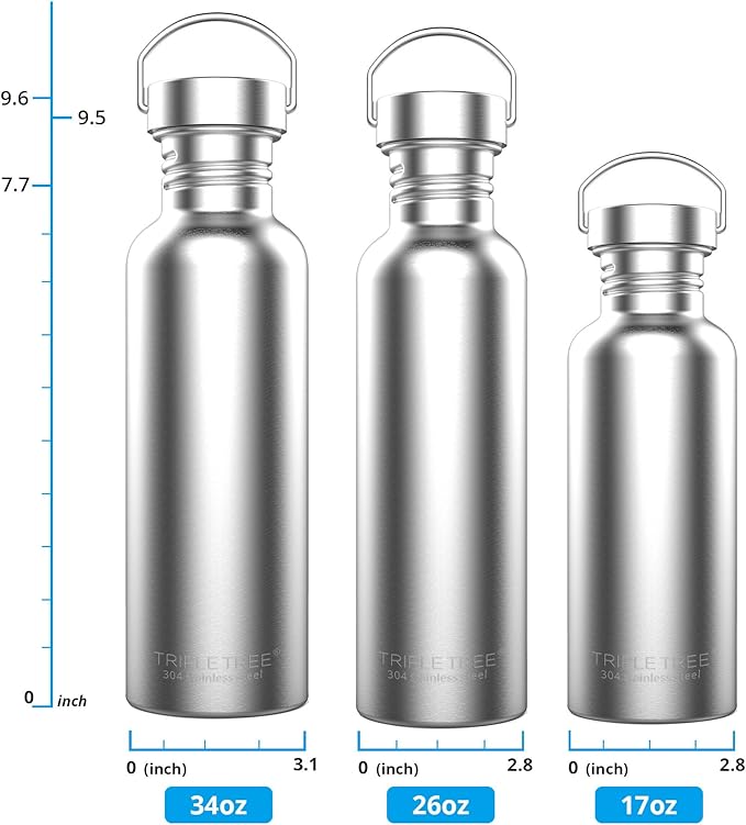 TRIPLE TREE 26 OZ Uninsulated Single Walled Stainless Steel Sports Water Bottle - Image 6