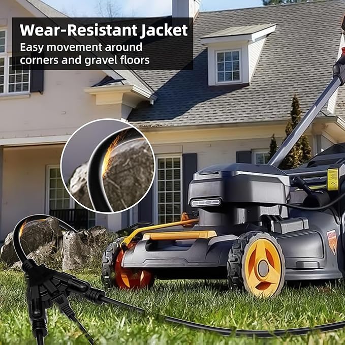 25 FT 3 Outlet Outdoor Extension Cord Waterproof, 16/3 SJTW Black Extension Cord - Image 7