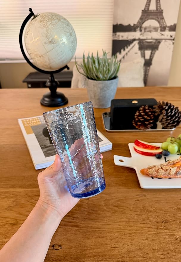 KLIFA- NICE- 20 ounce, Acrylic Highball Drinking Glasses, Stackable Plastic - Image 3
