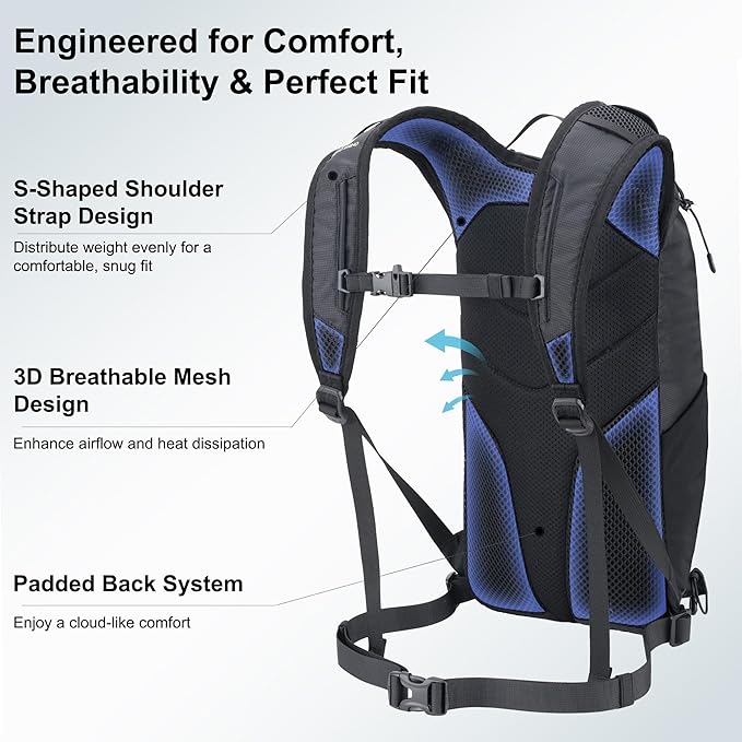 N NEVO RHINO Small Hiking & Trekking Backpack, 10L Lightweight Travel Backpack - Image 3