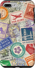 World Map Travel Passport Stamps Postage Stamp Case by Unknown
