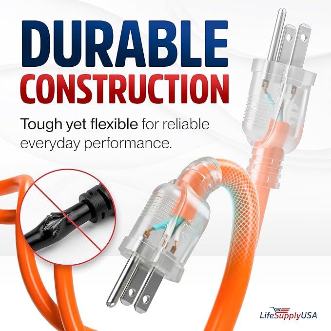 200ft Outdoor/Indoor Extension Cord 10/3 Gauge Ultra Heavy Duty 3 Prong SJTW - Image 3